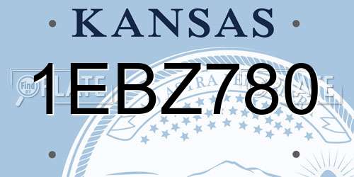 1EBZ780 Kansas License Plate