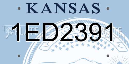 1ED2391 Kansas License Plate