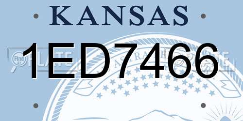 1ED7466 Kansas License Plate