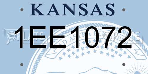 1EE1072 Kansas License Plate