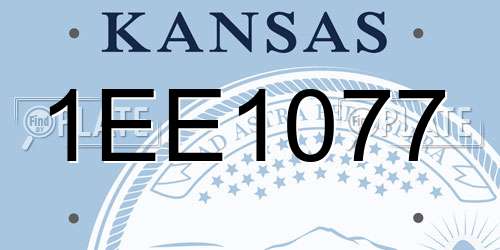 1EE1077 Kansas License Plate