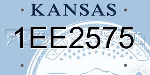 1EE2575 Kansas License Plate