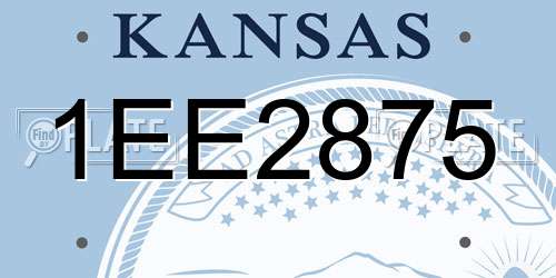1EE2875 Kansas License Plate