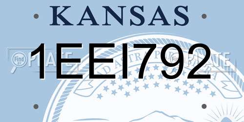 1EEI792 Kansas License Plate