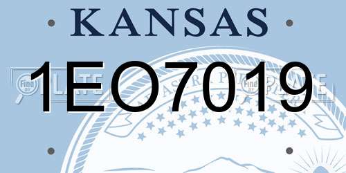 1EO7019 Kansas License Plate