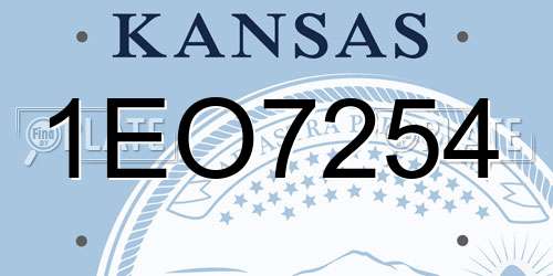 1EO7254 Kansas License Plate