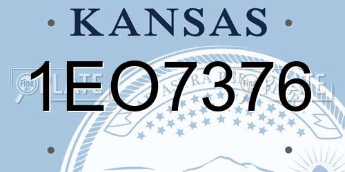 1EO7376 Kansas License Plate