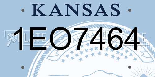 1EO7464 Kansas License Plate