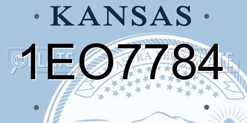 1EO7784 Kansas License Plate