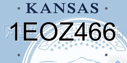 1EOZ466 Kansas License Plate