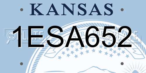 1ESA652 Kansas License Plate