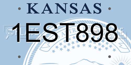 1EST898 Kansas License Plate