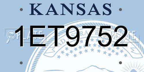 1ET9752 Kansas License Plate
