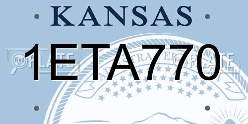 1ETA770 Kansas License Plate