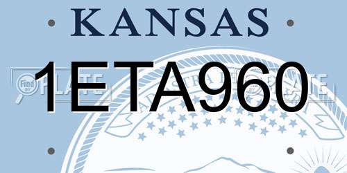 1ETA960 Kansas License Plate