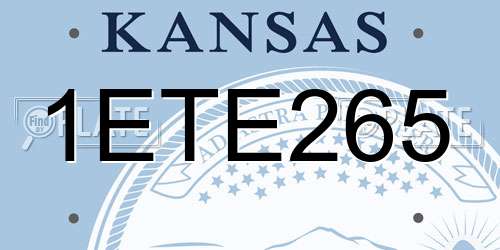 1ETE265 Kansas License Plate