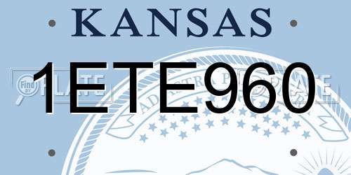 1ETE960 Kansas License Plate