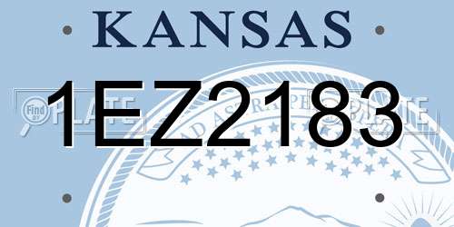 1EZ2183 Kansas License Plate