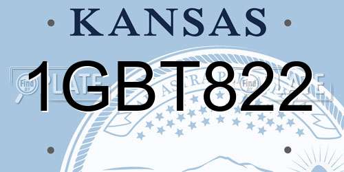 1GBT822 Kansas License Plate