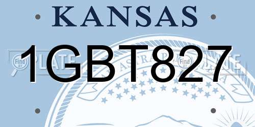 1GBT827 Kansas License Plate