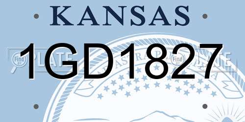 1GD1827 Kansas License Plate
