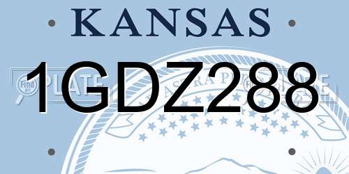 1GDZ288 Kansas License Plate