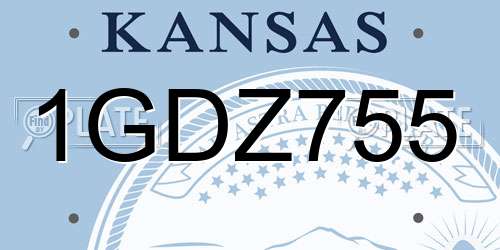 1GDZ755 Kansas License Plate