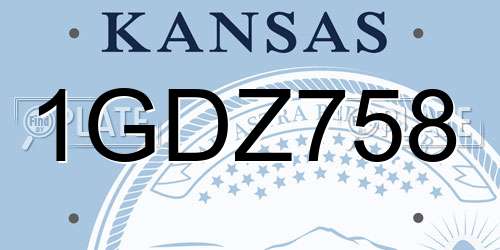 1GDZ758 Kansas License Plate