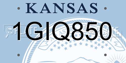 1GIQ850 Kansas License Plate
