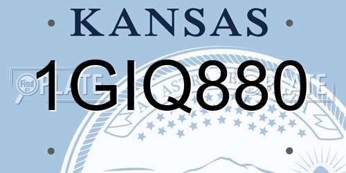 1GIQ880 Kansas License Plate