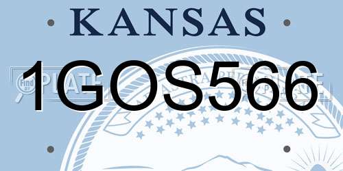 1GOS566 Kansas License Plate