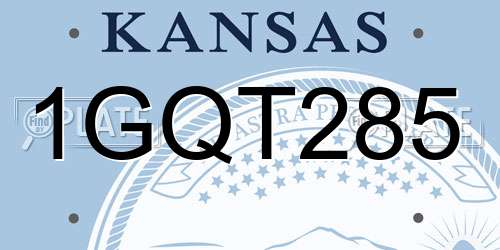 1GQT285 Kansas License Plate