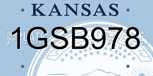 1GSB978 Kansas License Plate
