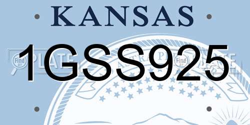 1GSS925 Kansas License Plate
