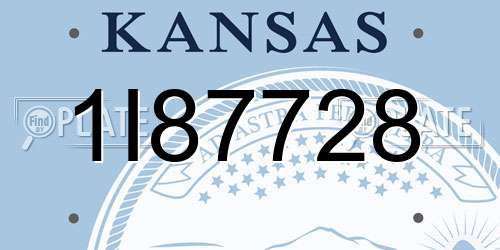 1I87728 Kansas License Plate