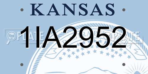 1IA2952 Kansas License Plate