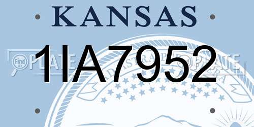 1IA7952 Kansas License Plate