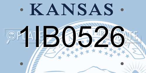 1IB0526 Kansas License Plate