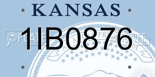 1IB0876 Kansas License Plate