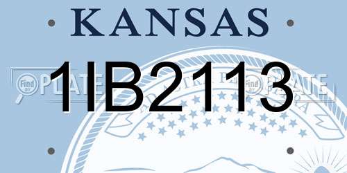 1IB2113 Kansas License Plate
