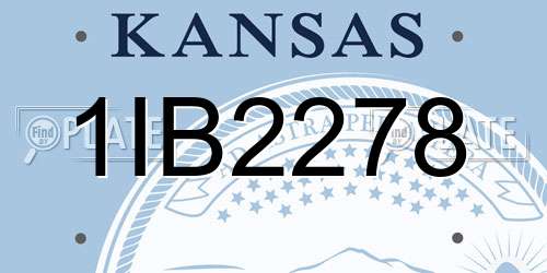 1IB2278 Kansas License Plate