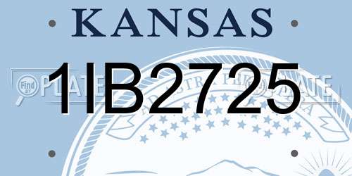 1IB2725 Kansas License Plate