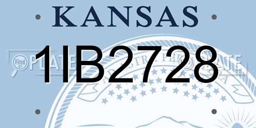 1IB2728 Kansas License Plate
