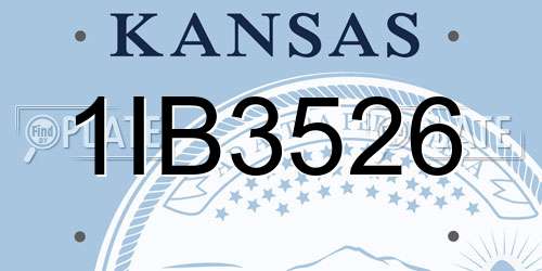 1IB3526 Kansas License Plate