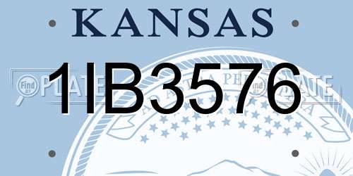 1IB3576 Kansas License Plate