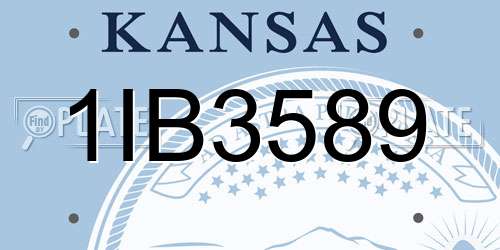 1IB3589 Kansas License Plate