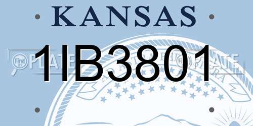 1IB3801 Kansas License Plate