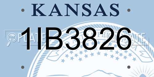 1IB3826 Kansas License Plate