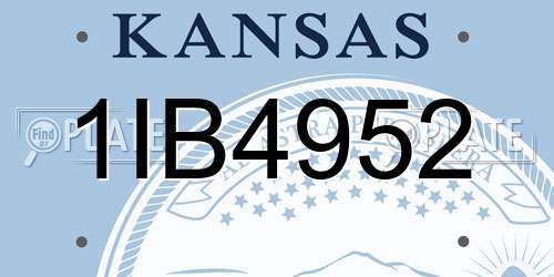1IB4952 Kansas License Plate