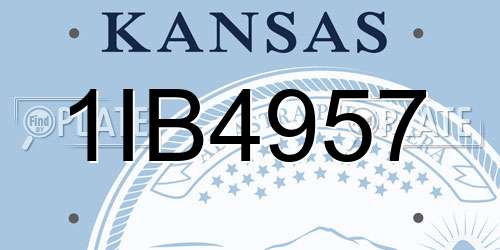 1IB4957 Kansas License Plate